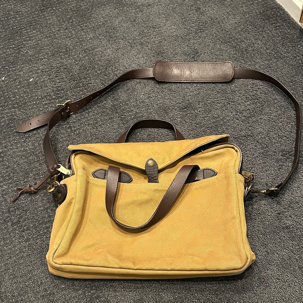 Filson Yellow and Brown Messenger Bag